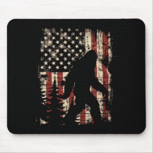 Bigfoot Sasquatch America Flag Patriotic Men Women Mouse Pad