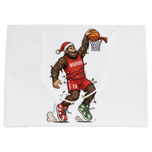 Bigfoot Sasquatch Basketball Christmas 2026 Holida Large Gift Bag