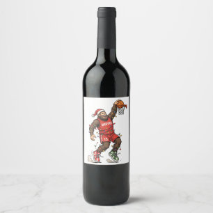 Bigfoot Sasquatch Basketball Christmas 2026 Holida Wine Label