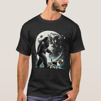 Bigfoot Sasquatch Basset Hound Walking Dog Lover T-Shirt