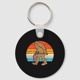 Bigfoot Sasquatch Bbq Retro Byrbecue Grilling Men  Key Ring