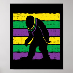 Bigfoot Sasquatch Beads Purple Green Yellow Funny Poster