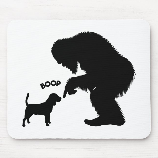 Bigfoot Sasquatch Beagle Nose Boop Mouse Pad (Front)