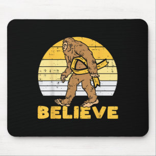 Bigfoot Sasquatch Believe Childhood Cancer Ribbon  Mouse Pad