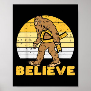 Bigfoot Sasquatch Believe Childhood Cancer Ribbon Poster