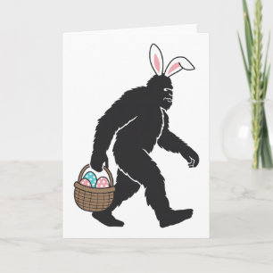 Bigfoot Sasquatch Bunny Ears Carrying Easter Egg B Card