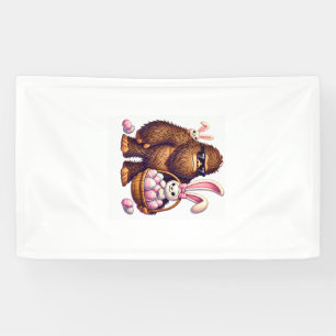 Bigfoot Sasquatch Bunny Easter Eggs Retro Men Boys Banner