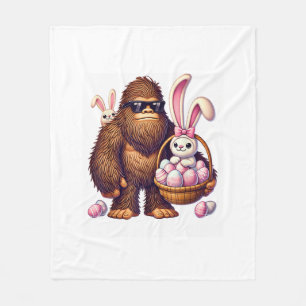 Bigfoot Sasquatch Bunny Easter Eggs Retro Men Boys Fleece Blanket