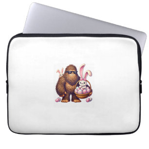 Bigfoot Sasquatch Bunny Easter Eggs Retro Men Boys Laptop Sleeve