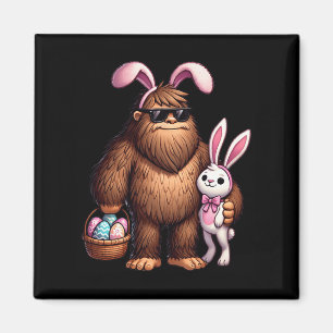 Bigfoot Sasquatch Bunny Easter Eggs Retro Men Boys Magnet