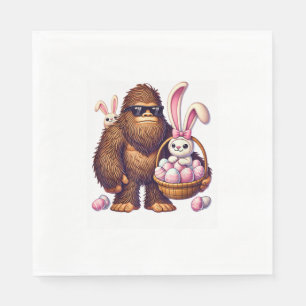 Bigfoot Sasquatch Bunny Easter Eggs Retro Men Boys Napkin