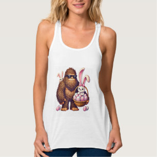 Bigfoot Sasquatch Bunny Easter Eggs Retro Men Boys Singlet