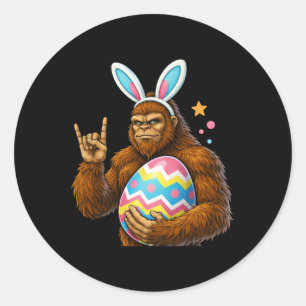Bigfoot Sasquatch Bunny Easter Men Women Boy Kids  Classic Round Sticker