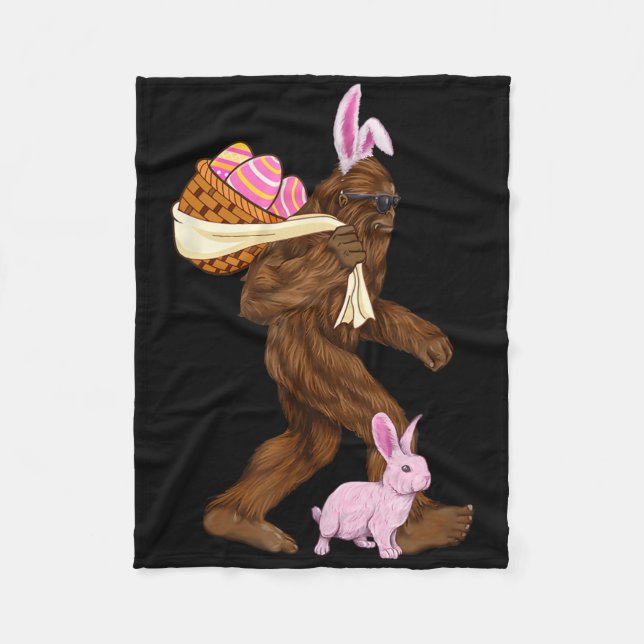 Bigfoot Sasquatch Bunny Easter Rabbit Bysket Hunti Fleece Blanket (Front)
