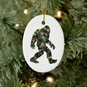 Bigfoot Sasquatch Camo    Ceramic Tree Decoration