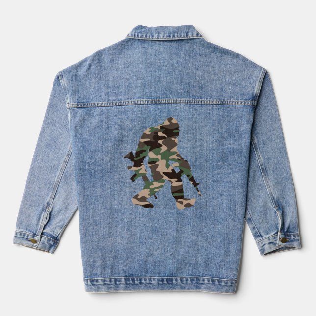 Bigfoot Sasquatch Camo Denim Jacket (Back)