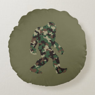 Bigfoot Sasquatch Camo  Round Cushion