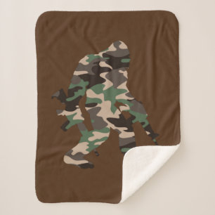 Bigfoot Sasquatch Camo     Sherpa Blanket