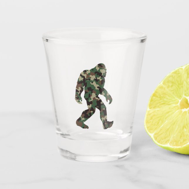Bigfoot Sasquatch Camo    Shot Glass (Front)