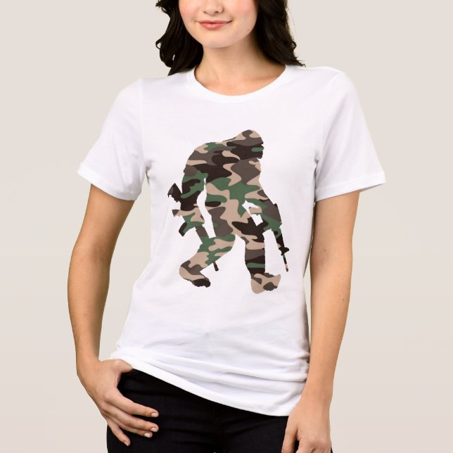 Bigfoot Sasquatch Camo Tri-Blend Shirt (Front)