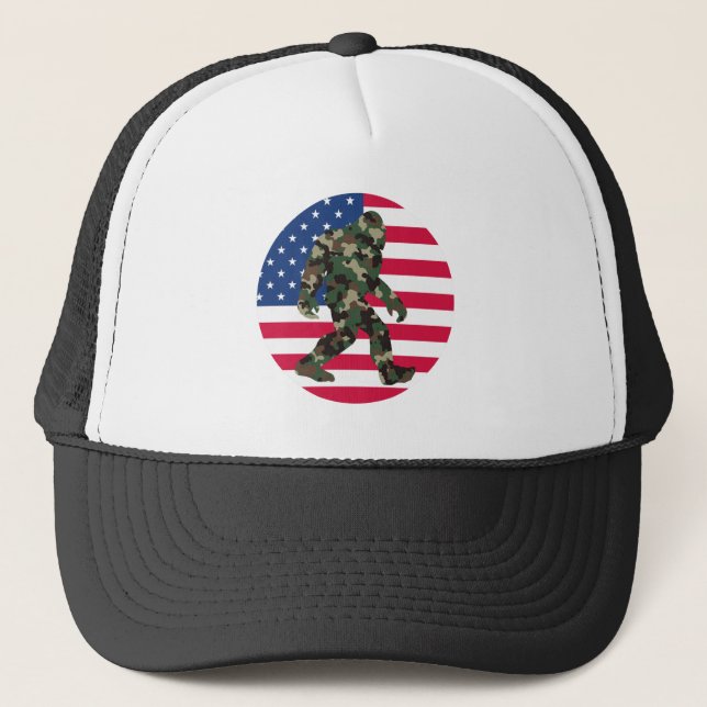 Bigfoot Sasquatch Camo      Trucker Hat (Front)