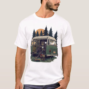 Bigfoot Sasquatch Camping Van Sunset Nature Lover T-Shirt