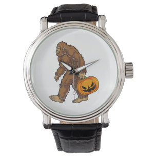 Bigfoot Sasquatch Carrying Scary Pumpkin T shirt Watch