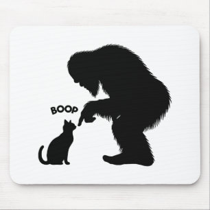 Bigfoot Sasquatch Cat Nose Boop Mouse Pad