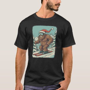 Bigfoot Sasquatch Christmas Skiing Winter Sport T-Shirt