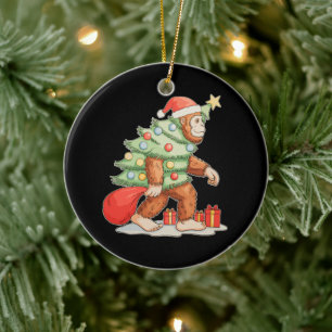 Bigfoot Sasquatch Christmas Tree Xmas Lights Ceramic Tree Decoration
