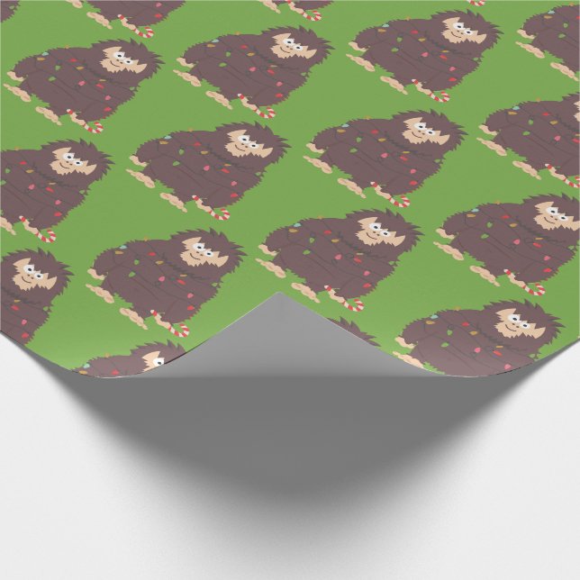 Bigfoot Sasquatch Christmas  Wrapping Paper (Corner)