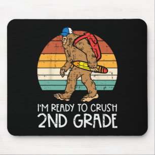 Bigfoot Sasquatch Crush 2nd Grade Second First Day Mouse Pad