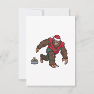 Bigfoot Sasquatch Curling Christmas 2026 Holiday   Thank You Card