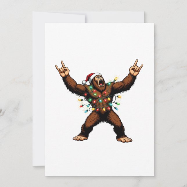 Bigfoot Sasquatch Devil Horns Christmas 2026 Rock  Card (Front)
