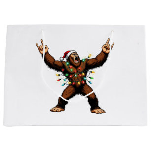 Bigfoot Sasquatch Devil Horns Christmas 2026 Rock  Large Gift Bag