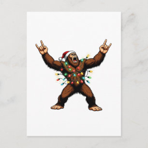 Bigfoot Sasquatch Devil Horns Christmas 2026 Rock  Postcard