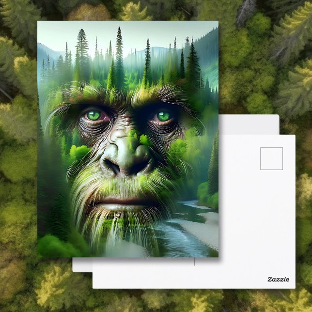 Bigfoot Sasquatch Double Exposure with Forest Postcard (Creator Uploaded)