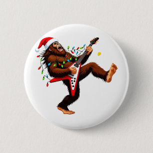 Bigfoot Sasquatch Electric Guitar Christmas 2026 6 Cm Round Badge