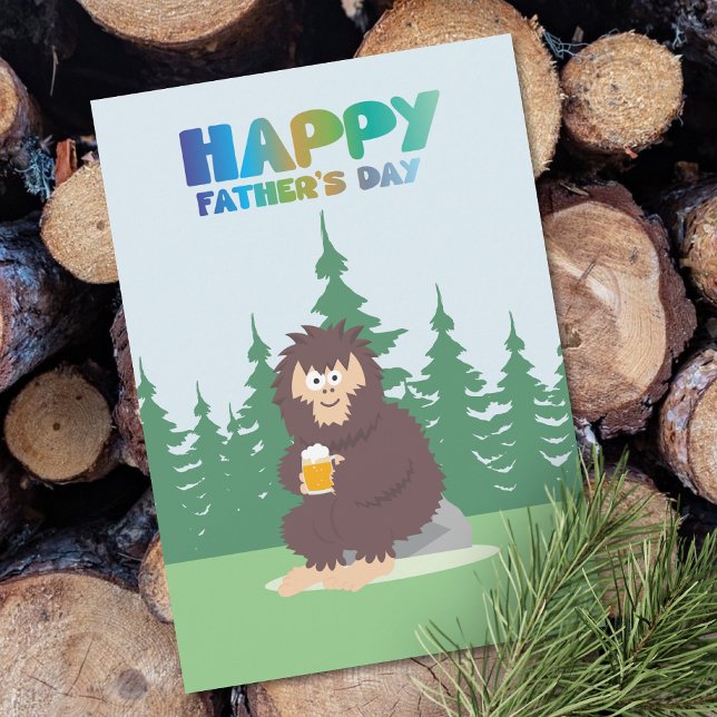 Bigfoot Sasquatch Father's Day Flat Holiday Card (Creator Uploaded)