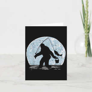 Bigfoot Sasquatch Fishing Moon Funny Fisherman Ang Card