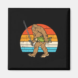 Bigfoot Sasquatch Fishing Retro Fisherman Men Wome Magnet