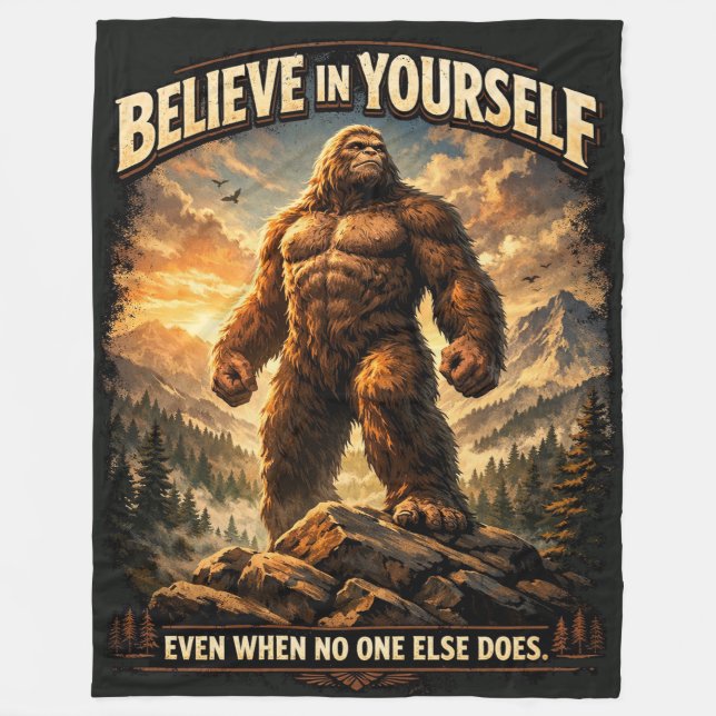 Bigfoot Sasquatch Fleece Blanket (Front)