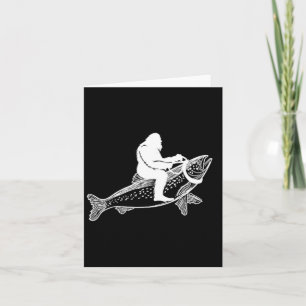 Bigfoot Sasquatch Fly Fishing Trout Fisherman Vint Card