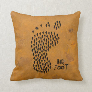 bigfoot,sasquatch,footprint,skunk+ape,Throw Pillow