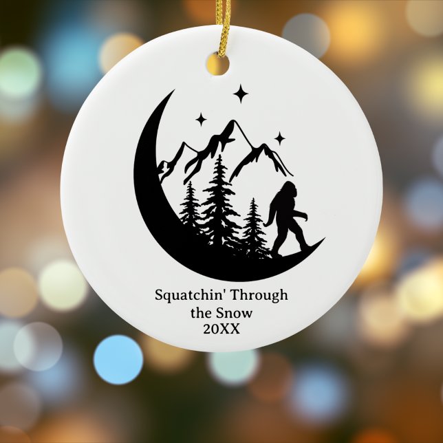 BigFoot Sasquatch Funny Outdoors Nature Custom Ceramic Tree Decoration (Creator Uploaded)