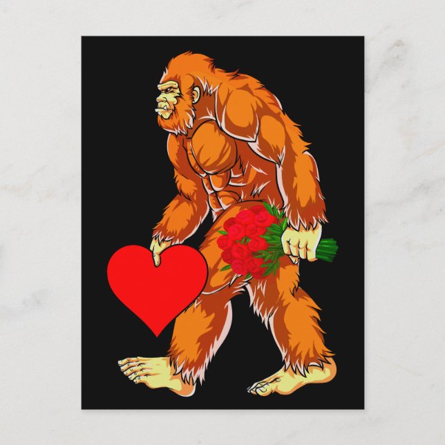 Bigfoot Sasquatch Funny Valentines Day Love Postcard (Front)