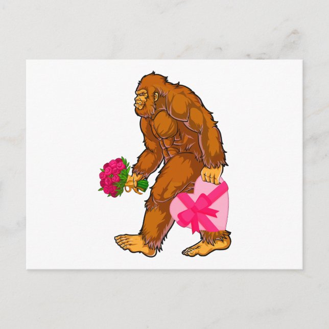 Bigfoot Sasquatch Funny Valentines Day Love Postcard (Front)