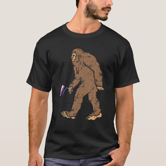 Bigfoot Sasquatch Genderfluid Flag Pride Nonbinary T-Shirt (Front)