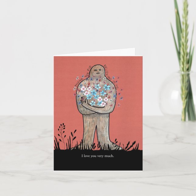 Bigfoot Sasquatch Grateful Love Friendship Funny  Card (Front)