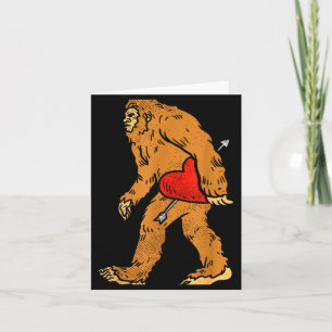 Bigfoot Sasquatch Heart With Arrow Funny Valentine Card